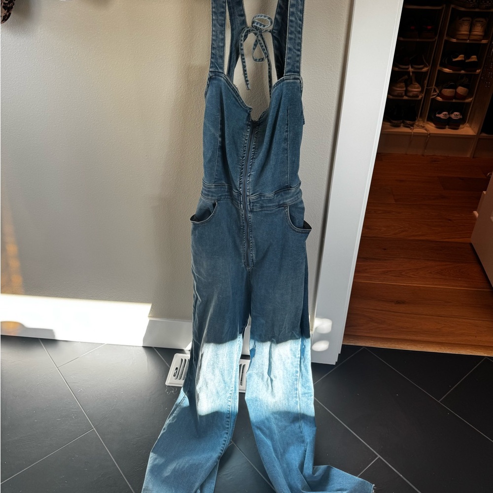 We The Free Blue Denim Jumpsuit